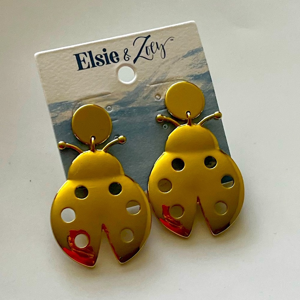 Elsie & Zoey Gold Ladybug Earrings